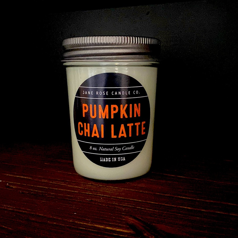 Pumpkin Chai Latte coconut soy candle. Hand Poured. 8 oz